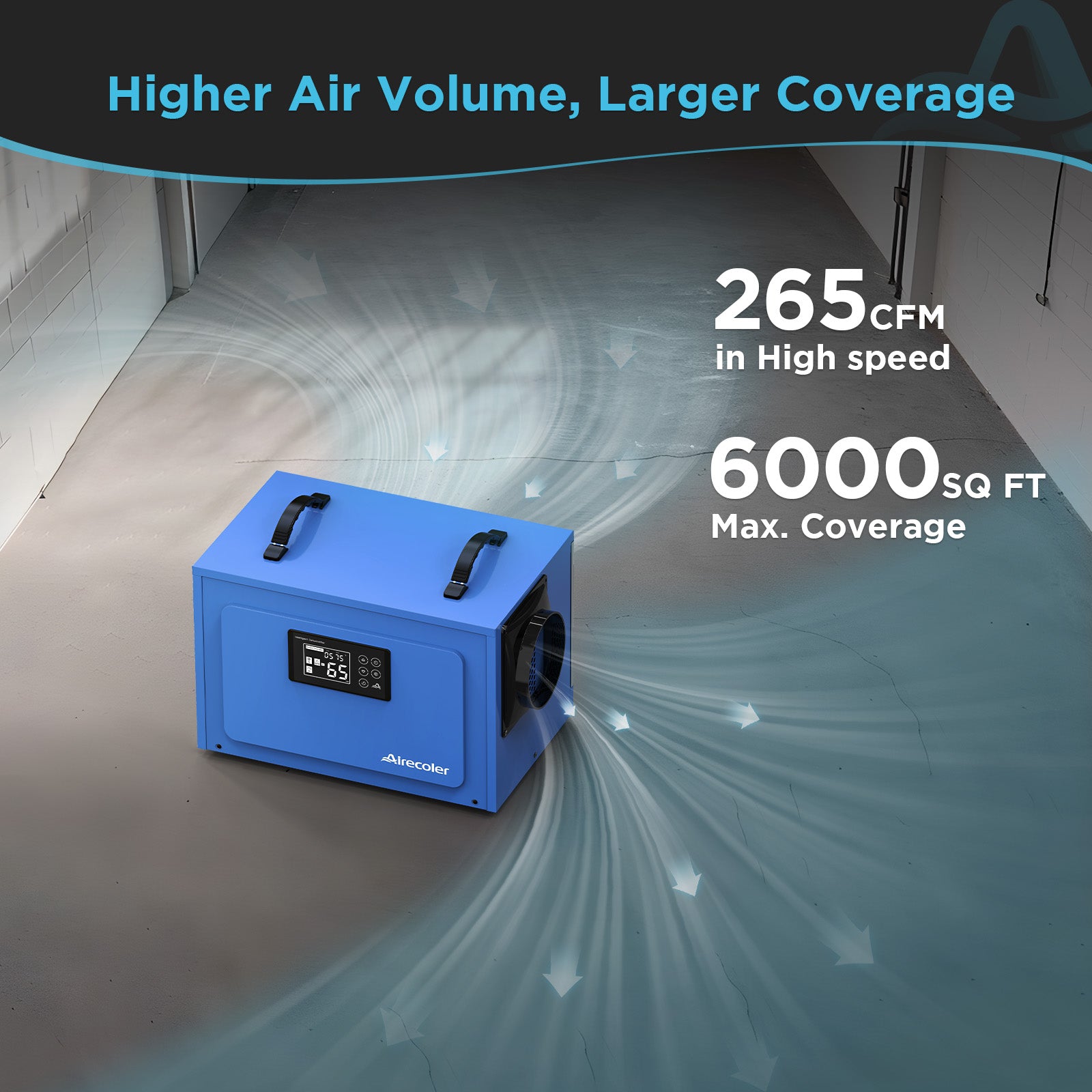 125 Pint Commercial Dehumidifier for Crawlspaces & Basements with Drain Hose | Airecoler GT-X5