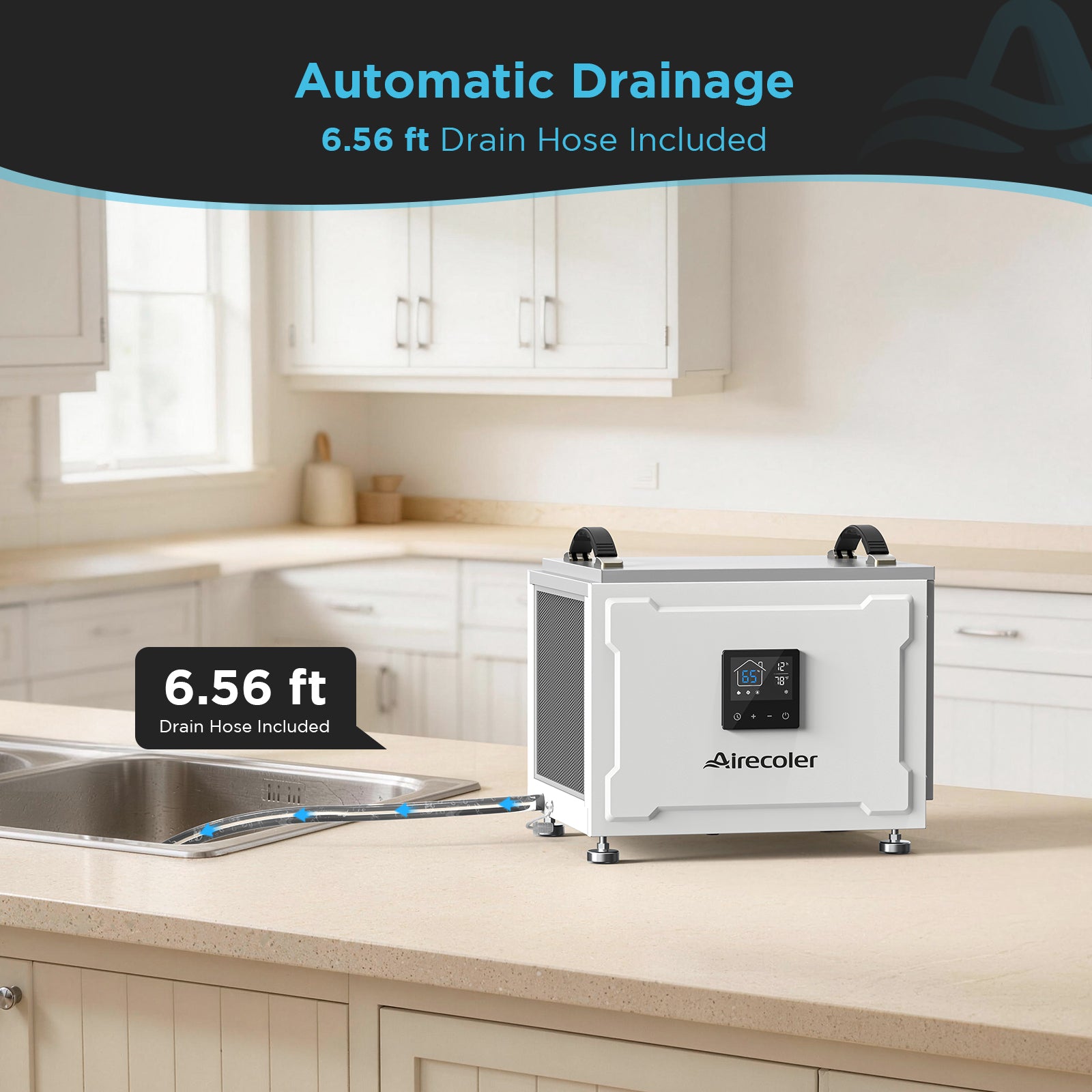 70 Pint Commercial Dehumidifier for Crawlspaces & Basements with Drain Hose | Airecoler Stellar S10