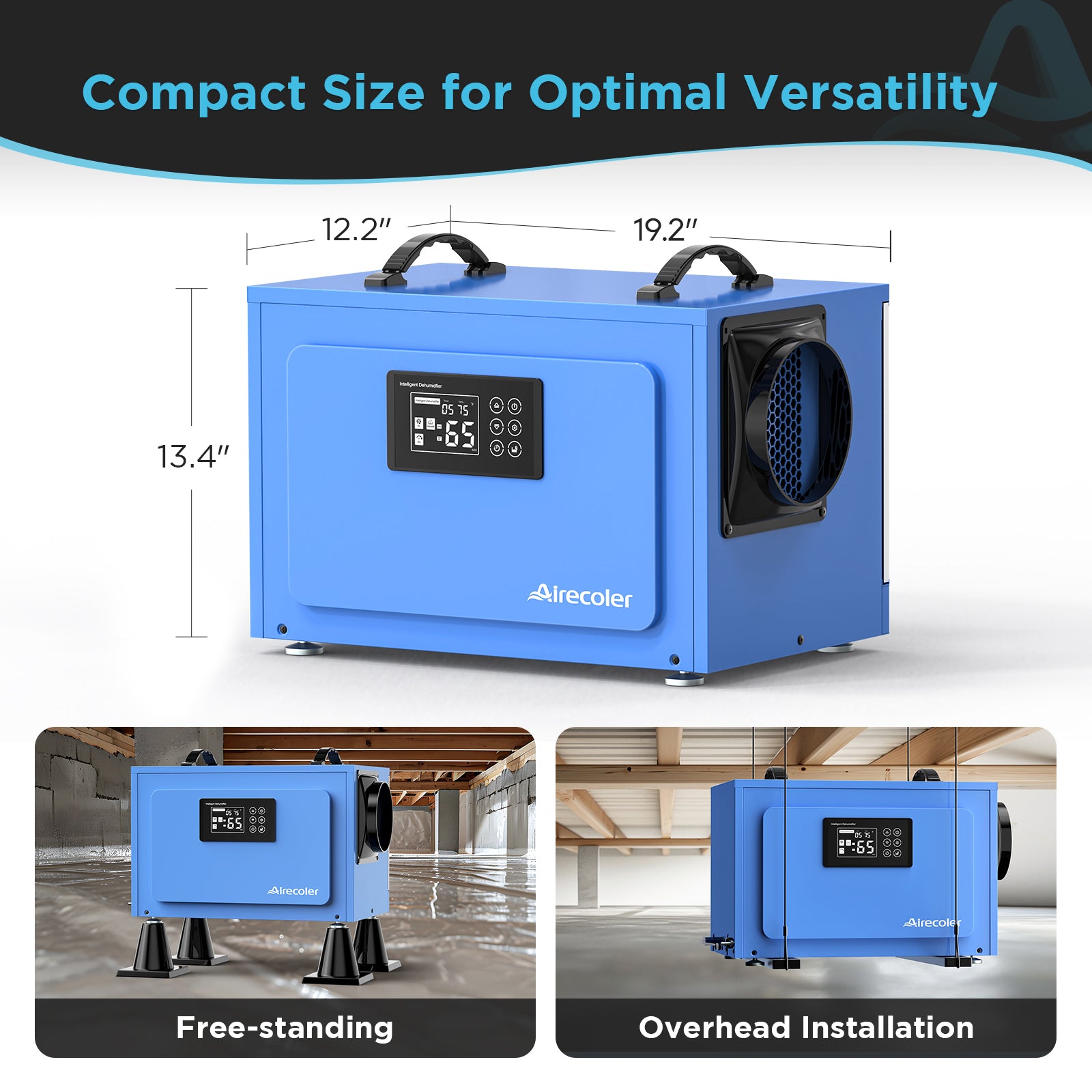 125 Pint Commercial Dehumidifier with Pump and Drain Hose for Crawlspaces & Basements | Airecoler GT-XP5