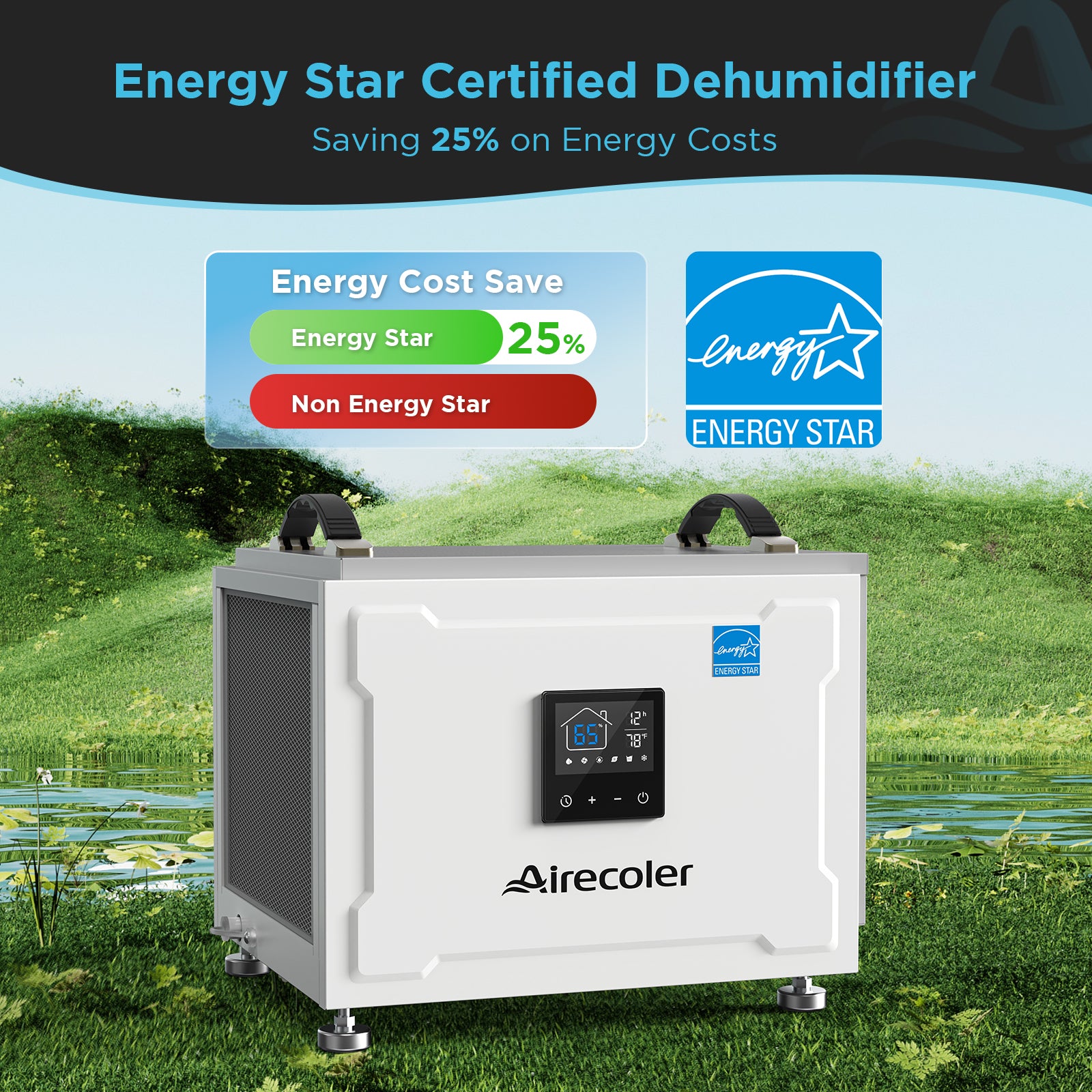 70 Pint Commercial Dehumidifier with Pump and Drain Hose for Crawlspaces & Basements | Airecoler Stellar SP10