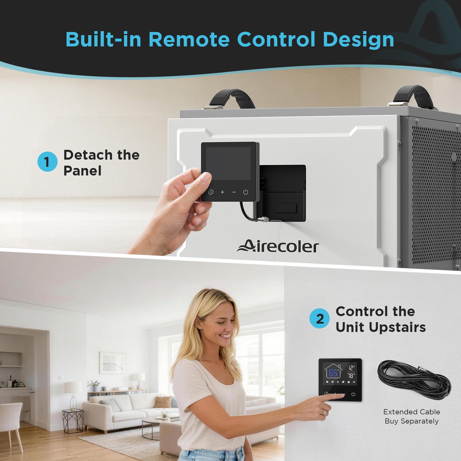 70 Pint Commercial Dehumidifier with Pump and Drain Hose for Crawlspaces & Basements | Airecoler Stellar SP10